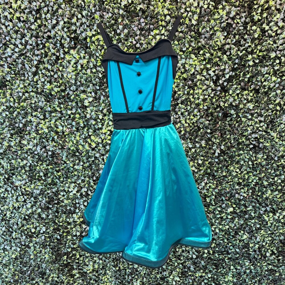 Blue 50s Weissman Dance Dress Costume with Black Accents
